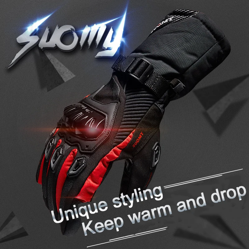 SUOMY Мотоциклетные Перчатки Guantes Moto Теплые 100% водонепроницаемые ветрозащитные