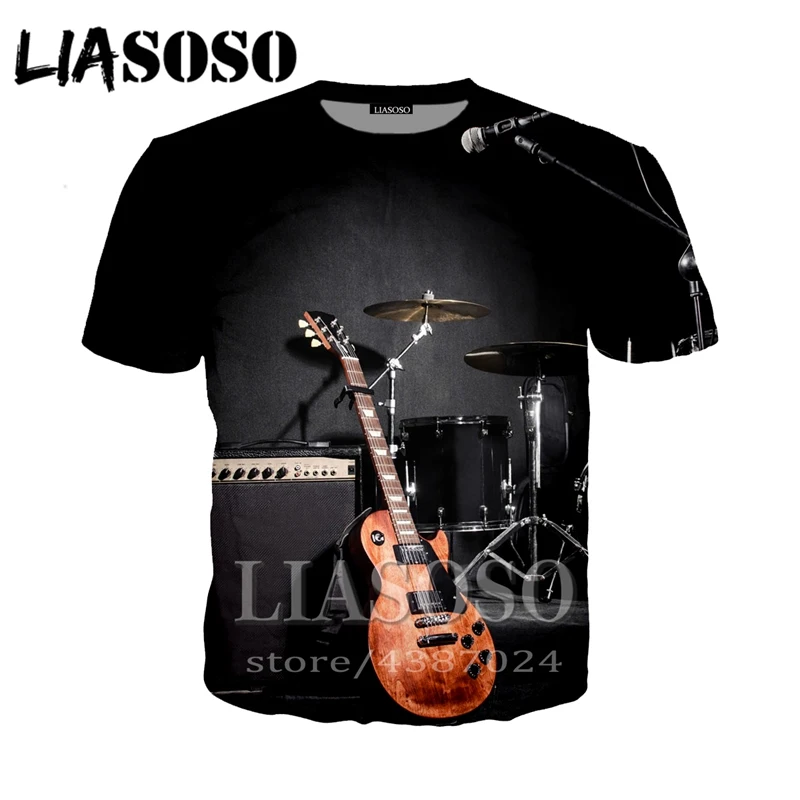 

LIASOSO Anime 3d print t shirt Men Women fashion guitar Harajuku t-shirt 2018 tee music shirt Funny t shirts homme tshirt D830