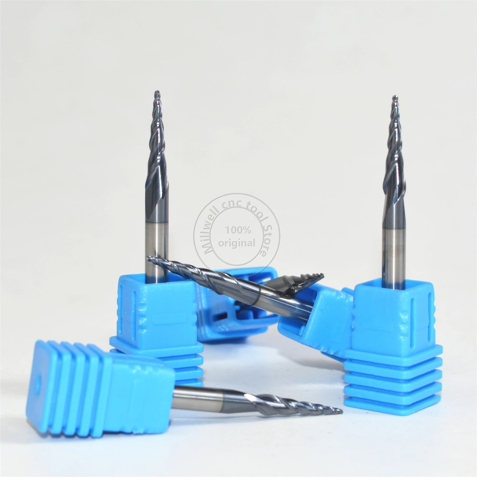Бесплатная shipping 1PCS R0.5 * D4 15 50L 2F HRC55 твердосплавные конические концевые фрезы с