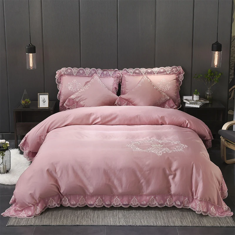 Buy 2018 Luxury Tencel Classic Crown Lace Bedding Set