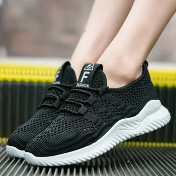 

2019 Knitted Women's Shoes Hollow Breathable Trend Casual Shoes Outdoor Sports Running Shoes