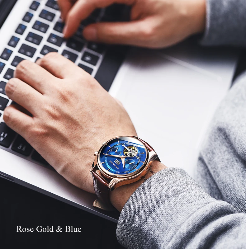 44 мм Высокое качество часы Relogio Masculino GRMONTRE автоматические часы для мужчин механический скелет Модные часы erkek kol saati