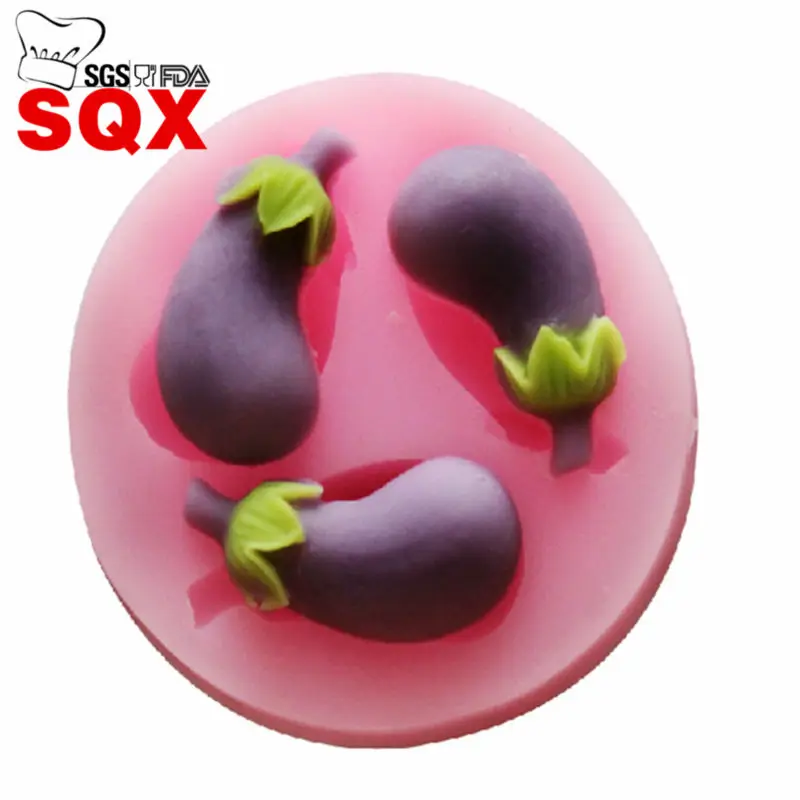 

Wholesale 3PCS Mini eggplant fruit Shape Fondant Icing 3D Cake Mold Sugar Craft Cake Decorating Tools SQ15119
