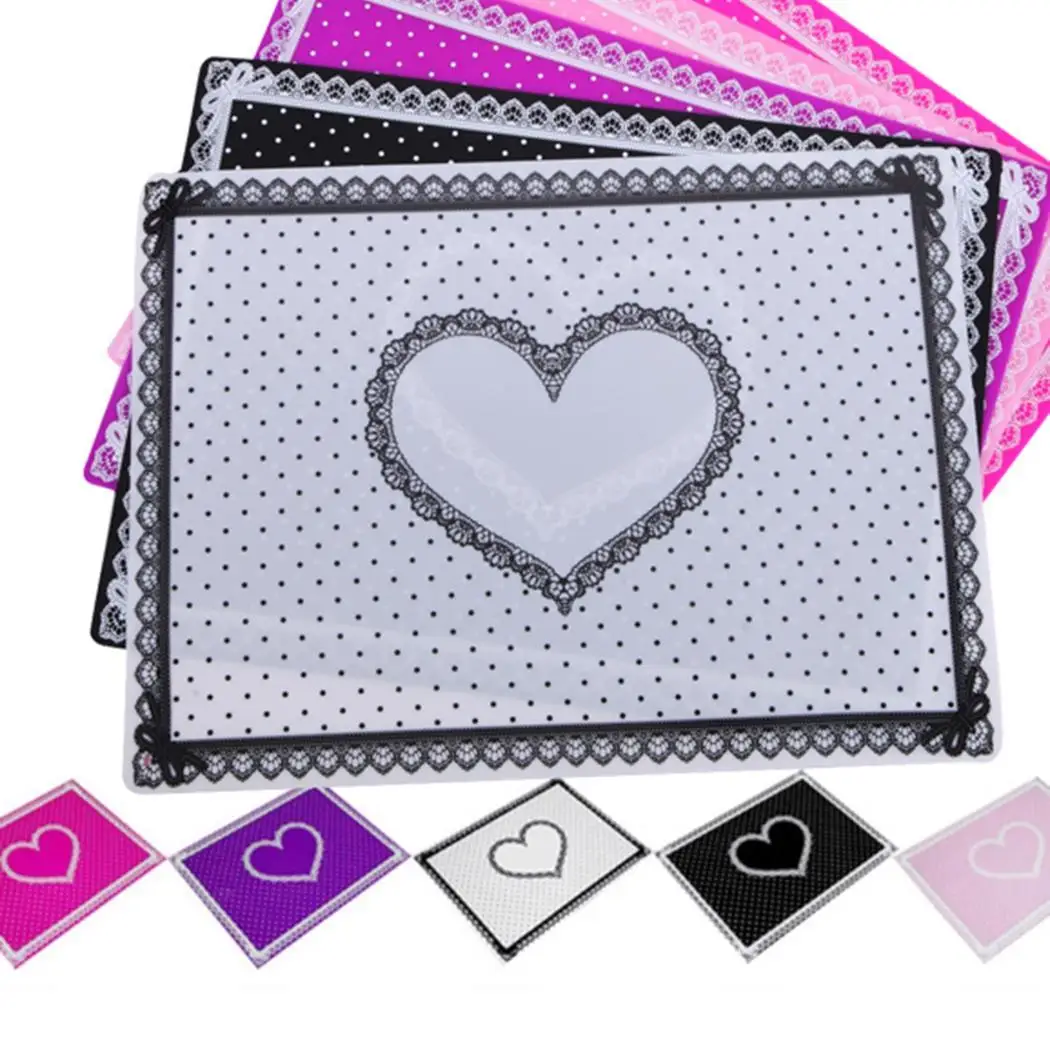 

Nail Art Silicone Table Cover Hand Rest Dot, Lace Square Casual 1 x Pad Foldable Washable Manicure Tools