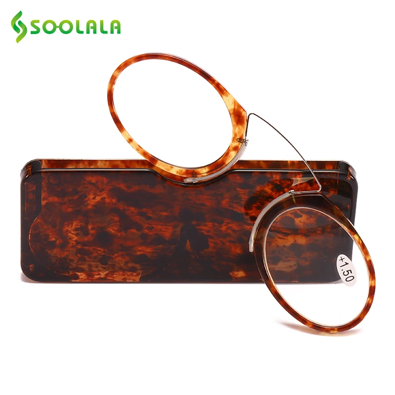 

SOOLALA Women Men Go Everywhere SOS Pince Nez Style Nose Resting Pinching Portable Wallet Reading Glasses