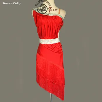 

Women luxury latin dance clothing spandex stones sleeveless latin dance dress lady latin dance dress girls performance clothes