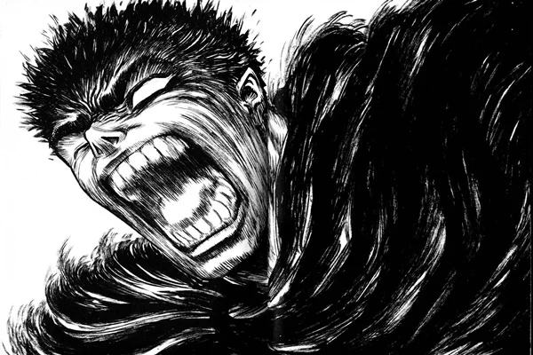berserk guts monochrome black white miura living room home wall art