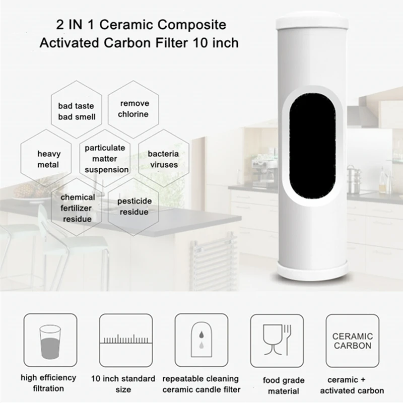 Двойная фильтрация композитный керамический свечной фильтр 10 дюймов с серебряным фильтром с активированным углем 0.5um многократная Очистка