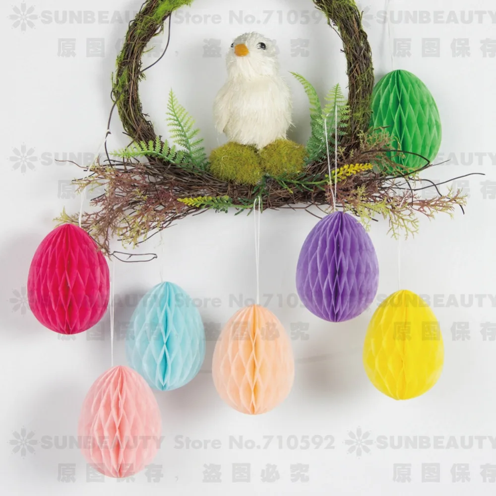 

7 pcs 10cm Colorful Honeycomb Easter Eggs Decoration Set Easter Table Decorations Egg Garland Party Supplies
