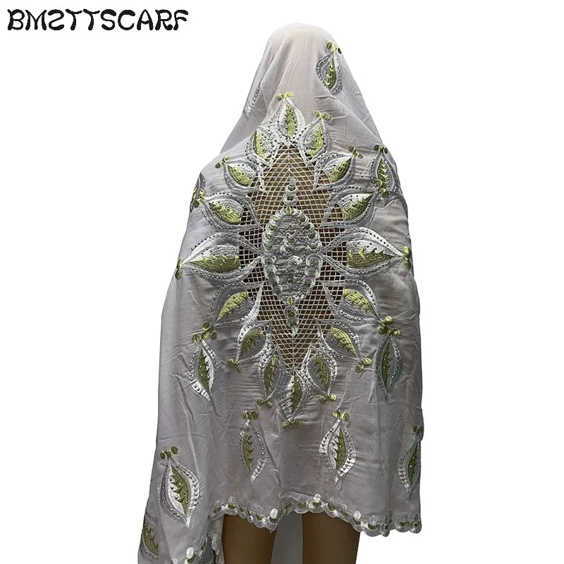 Новое поступление африканские женские шарфы мягкий хлопковый шарф большой дизайн вышивки на спине длинные шали платок BM785 - Цвет: Color 2