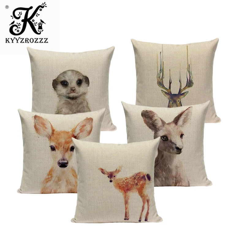

High Quality Bear lion Animal Cushions Cover Heart Home Decor Linen Pillow Cover Decorative Car Sofa Throw Pillows Pillowcase