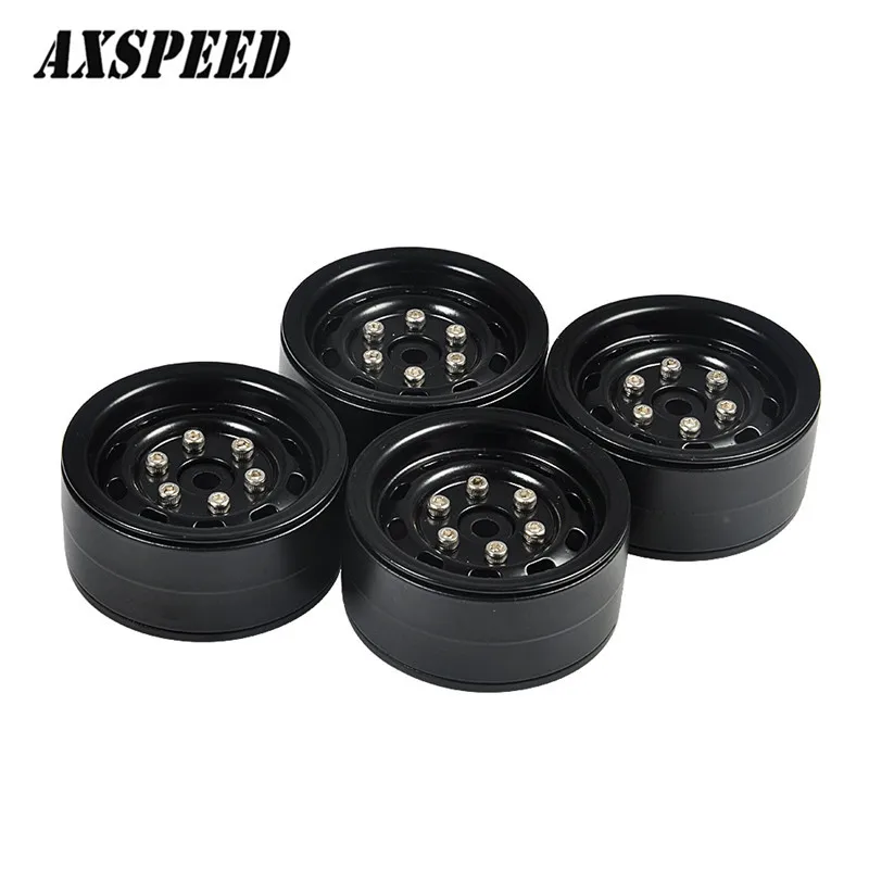 Black Heavy Duty Alloy 1.9 Beadlock Wheel Rims for RC TRX-4 Axial SCX10 D90 #54