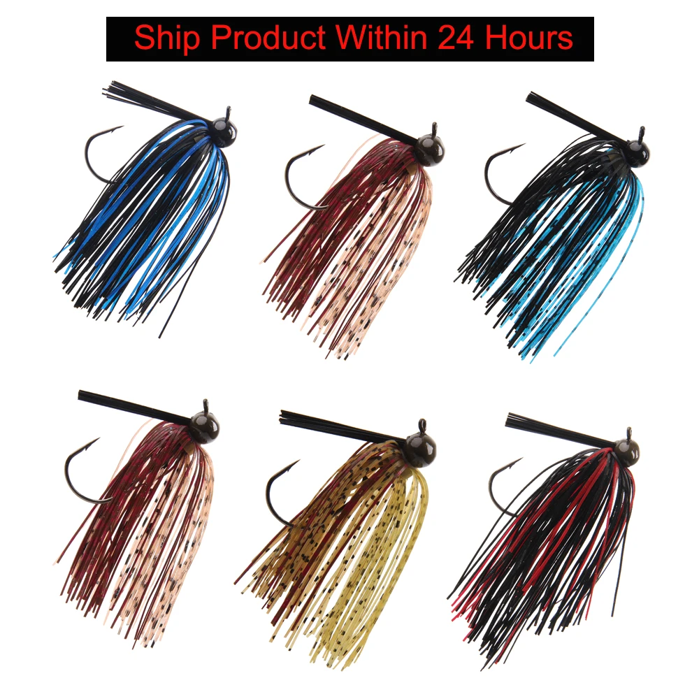 

6Pcs 7g 10g Weedless Jig Head Fishing Lure Football Jig Silicon Skirt Jig Head Hook For Bass Walleye Trout Perch