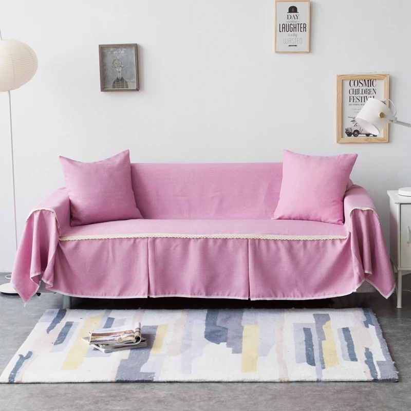Однотонный тканевый чехол для дивана, универсальный диван-полотенце для гостиной, эластичные Чехлы, все включено, чехол для дивана, украшение для дома - Цвет: Розовый