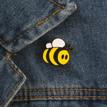 

Cute Enamel Pin Women Cartoon Brooch Bee Denim Jackets Decoration Kids Yellow Brooches Lapel Badge on Backpack Jewelry Girl Gift