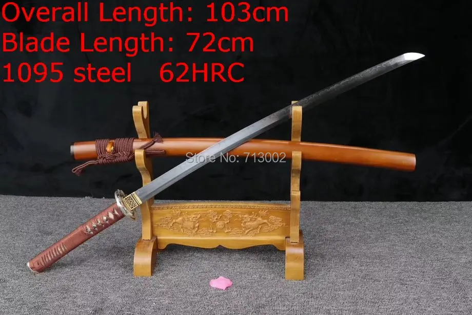 

Handmade Japanese Saber Sword Samurai Katana Folded T10 Clay Tempered Blade Full Tang Can Be Cut Bamboo