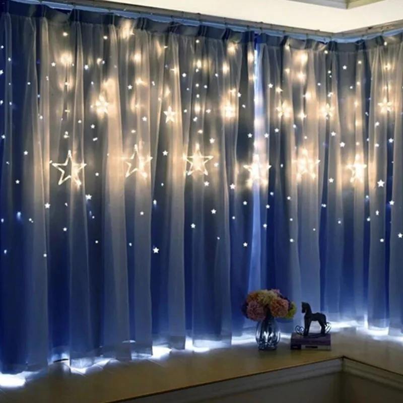 Koop Kerst Guirlande Romantische Fairy Ster Led String Licht Warm wit 4 m EU Plug AC 220 v Licht Voor Bruiloft party Holiday Nieuwjaar