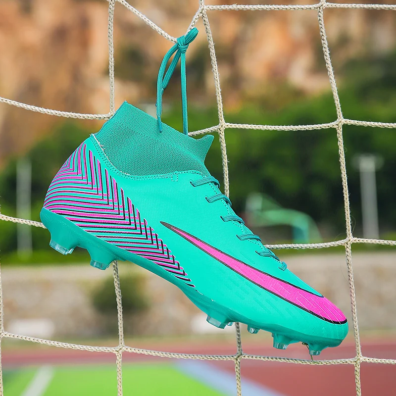 

Professional AG Soccer Shoes Sock Football Boots Kids Anti-Slip Damping Soccer Boots For Men Green Blue Men Football Boots