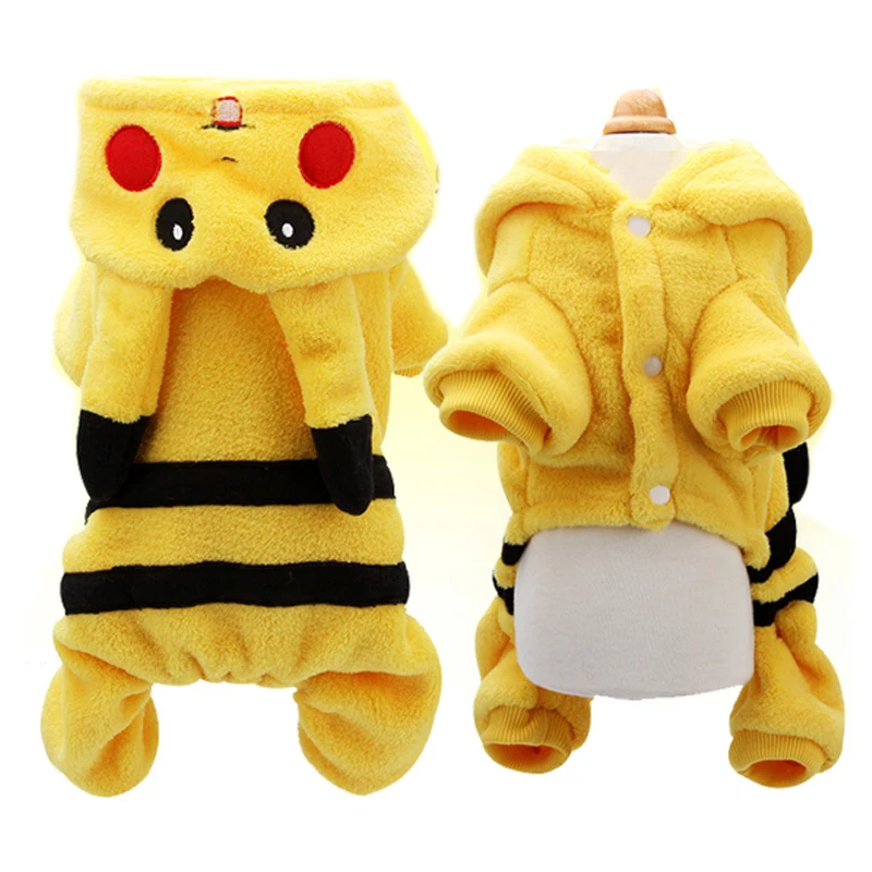 Pet Jumpsuit For Dogs Small Dog Clothes Cute Cartoon Autumn And Winter Overalls Soft Hooded Pajamas costumes | Дом и сад