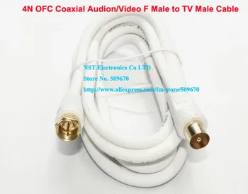 

Free Shipping/ 5PCS/ High Quality 4N OFC Coaxial Audio/Video F Male to TV Male Cable About 1.8M White New