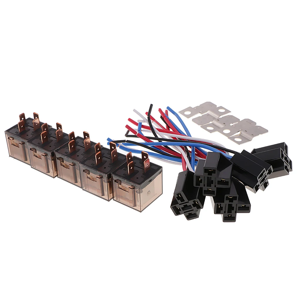 10 шт. DC12V 80Amp автомобильный SPST автомобильное реле 4Pin и 4 провода жгут гнезда