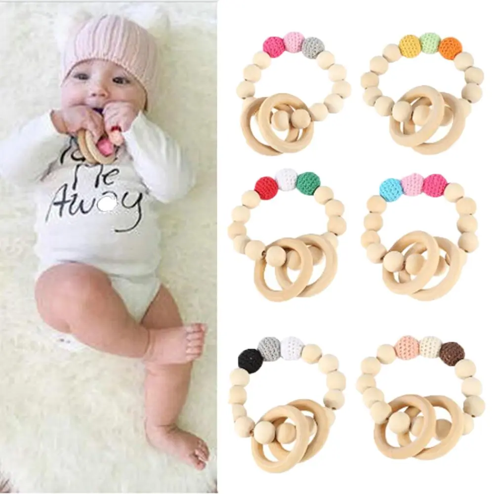 Buy New Natural Wood Ring teether Teething Silicone