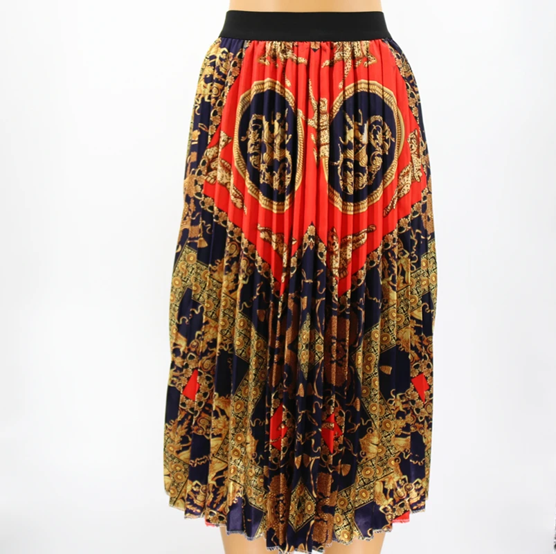 Талия Длинные юбки женский плиссированные юбка в стиле "Ретро" летние модели Мода характер юбка с талией юбка Для женщин эластичные