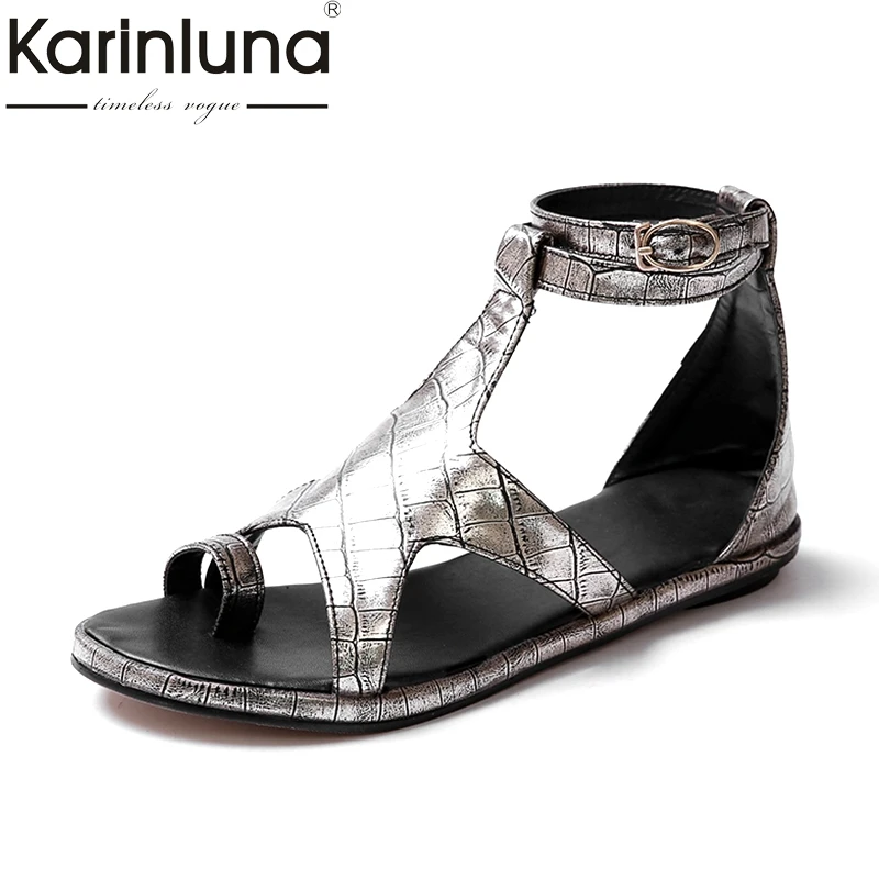 

KarinLuna On Discount Large Size 34-43 Gladiator Women Shoes Summer Sandals Fashion Comfortable Flat Heels Woman Shoes Footwear