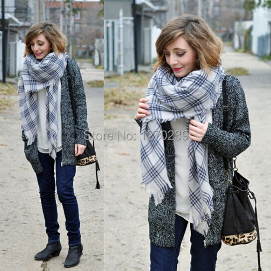 WJ23 Brand Winter 2014 Blanket font b Tartan b font Scarf New Designer Plaid Shawls Women