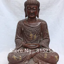 Bi00531 1" Китайский Фиолетовый Бронзовый Золотой Свинка 18 Архат Шакьямуни Кван-инь Статуя Будды