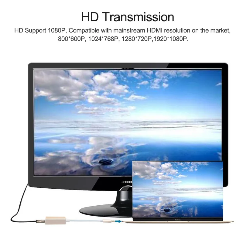 Type-C к HDMI Кабель-адаптер папа-мама(Thunderbolt3 совместимый) к HDMI USB 3,1 алюминиевый тип C для MacBook Chromebook