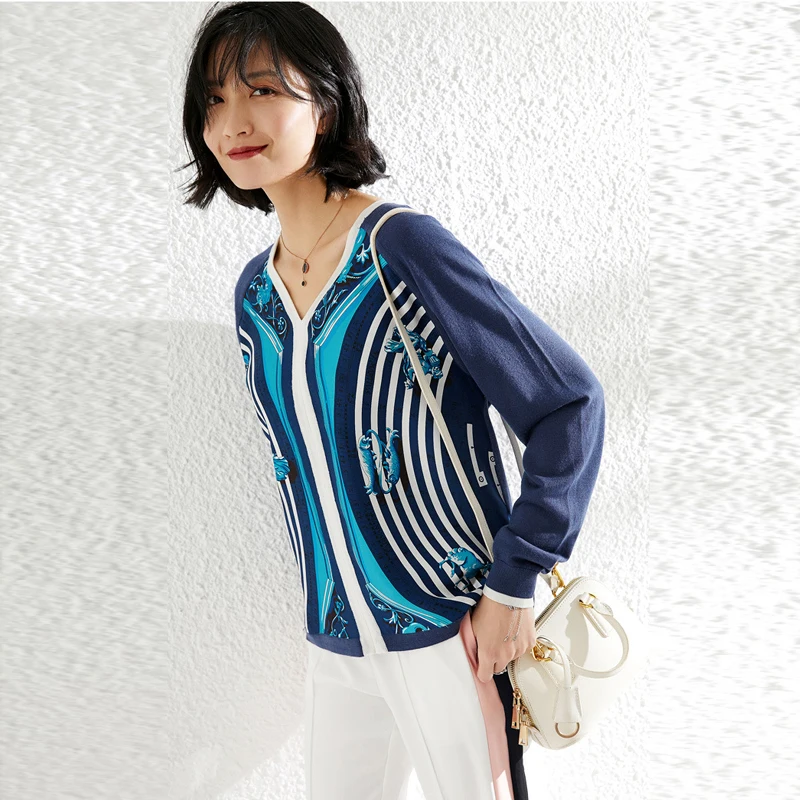 

Print Silk Knitted Pullover Runway Sweater Womens Sweaters Harajuku Sherpa sueter mujer Fringe Sweater Korean Top fashionnova