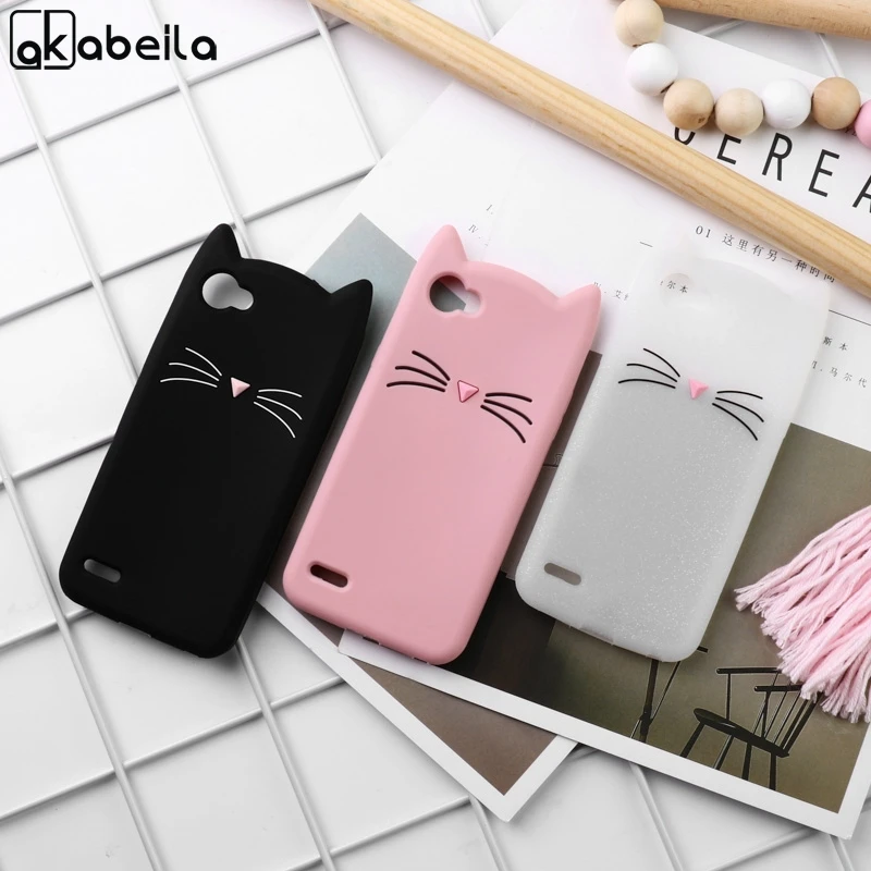 

Silicone Case For LG G6 G7 Q7 Q6 Q Stylo 4 Cute Beard Cat Ear Cartoon Cases For LG K4 K8 K10 2017 V20 V30 V40 Protective Covers