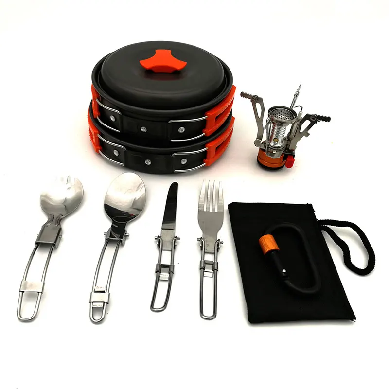 VILEAD al aire libre portátil Camping senderismo pesca antiadherente Pan Set olla Mini estufa de Gas 1-2 personas olla para caminar con vajilla VILEAD al aire libre portátil Camping senderismo pesca antiadherente Pan Set olla Mini estufa de Gas 1-2 personas olla para caminar con vajilla