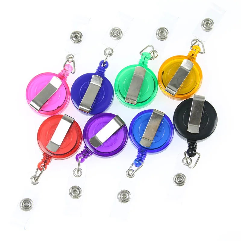 4 PCS Black Retractable Pull Key Ring Chain Reel ID Lanyard Name Tag