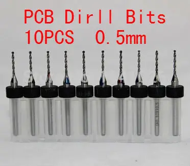Free Shipping 10 Pcs 0.5MM Import Carbide PCB Drill Bits, Print Circuit Board Mini CNC Drilling Bit Set, Woodworking Tools