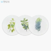 Акварельные зеленые листья папоротника гинкго в скандинавском стиле керамические подставки подарок Креативный домашний кафе бар чашка кухня дополнительный коврик напитки