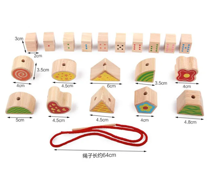 Дети форма номер конструкторы деревянные шнуровки нанизывая бусины обучения познание обучающие игрушки для детей