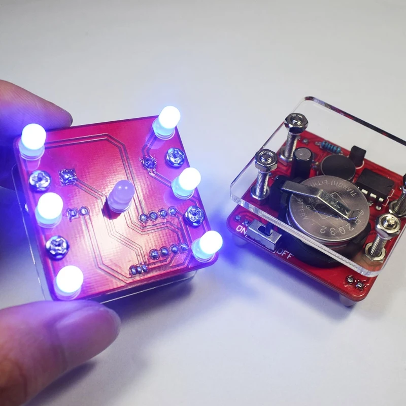 

DIY Swing Shaking LED Dice Kit with Small Vibration Motor Diy Electronic Kits Standby mode will show the breathing led effect
