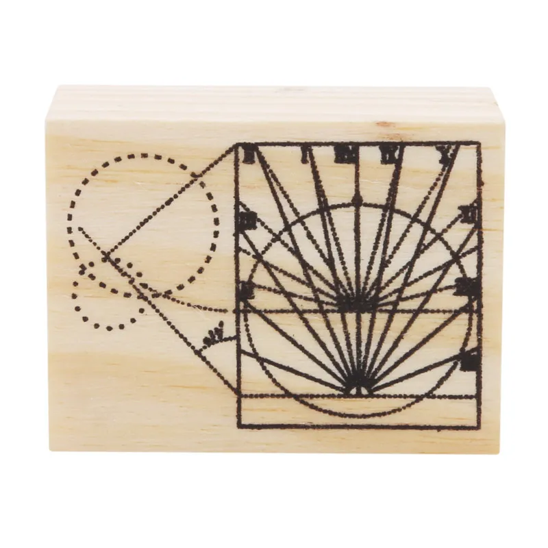 Hot Sale DIY Photo Album Card Decoration Craft Wooden Rubber Stamp Toy Geometric Celestial Series Boxes Wood Stamp Scrapbook