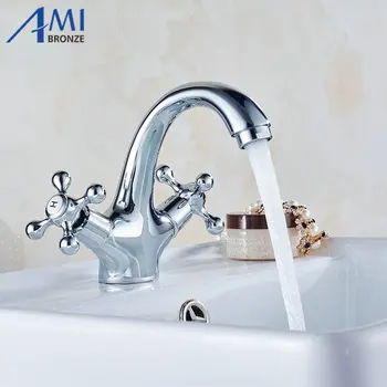 

Chrome faucets bathroom faucet wash basin double open basin sink mixer tap 9019C