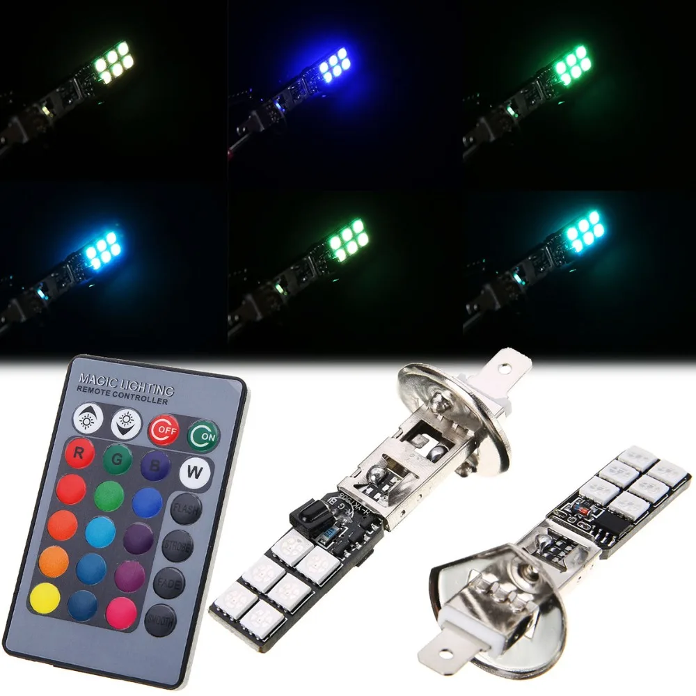 2 шт. RGB H1 5050 12 светодиодных ламп задний тормозной фонарь с пультом дистанционного