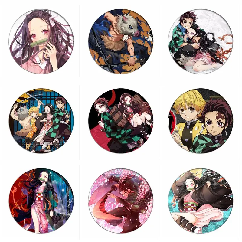 

Fashion Demon Slayer Kimetsu no Yaiba Cosplay Badges Kamado Nezuko Brooch Pins Icon Collection Breastpin for Backpacks Clothes