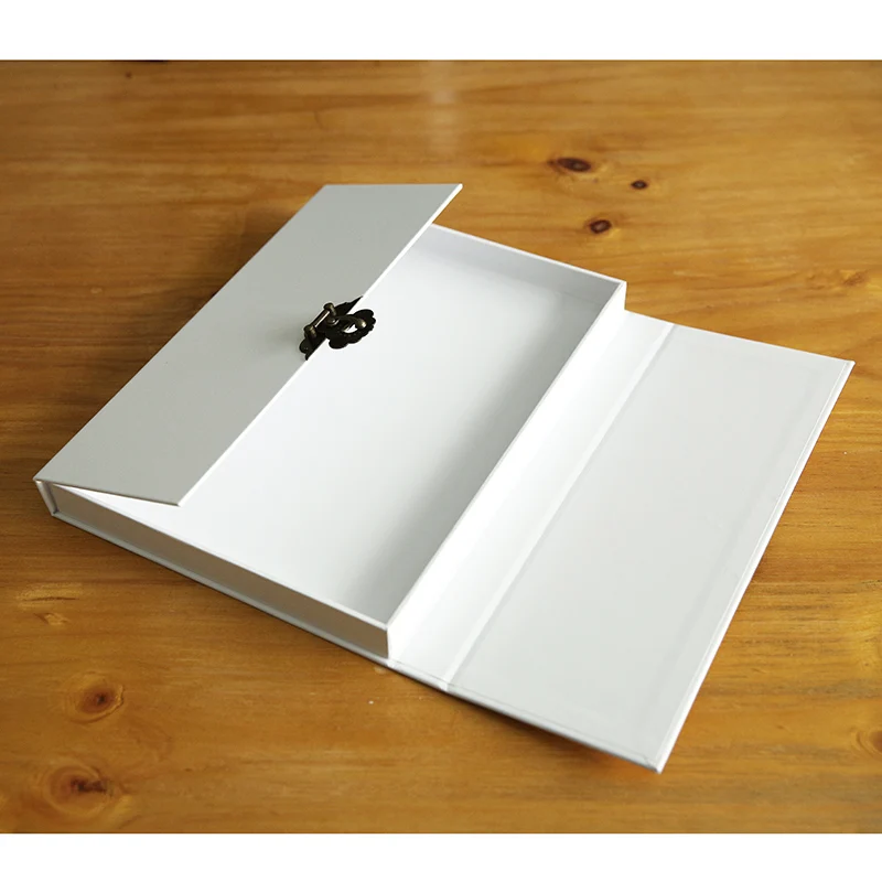 A4 White Paper Gift Case With Lock Empty Package Unisex Use Paper Storage Boxes Case Offical Use