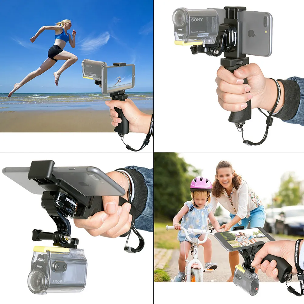 Великолепное крепление для экшн камеры с рукояткой + фотографический Зажим Sony