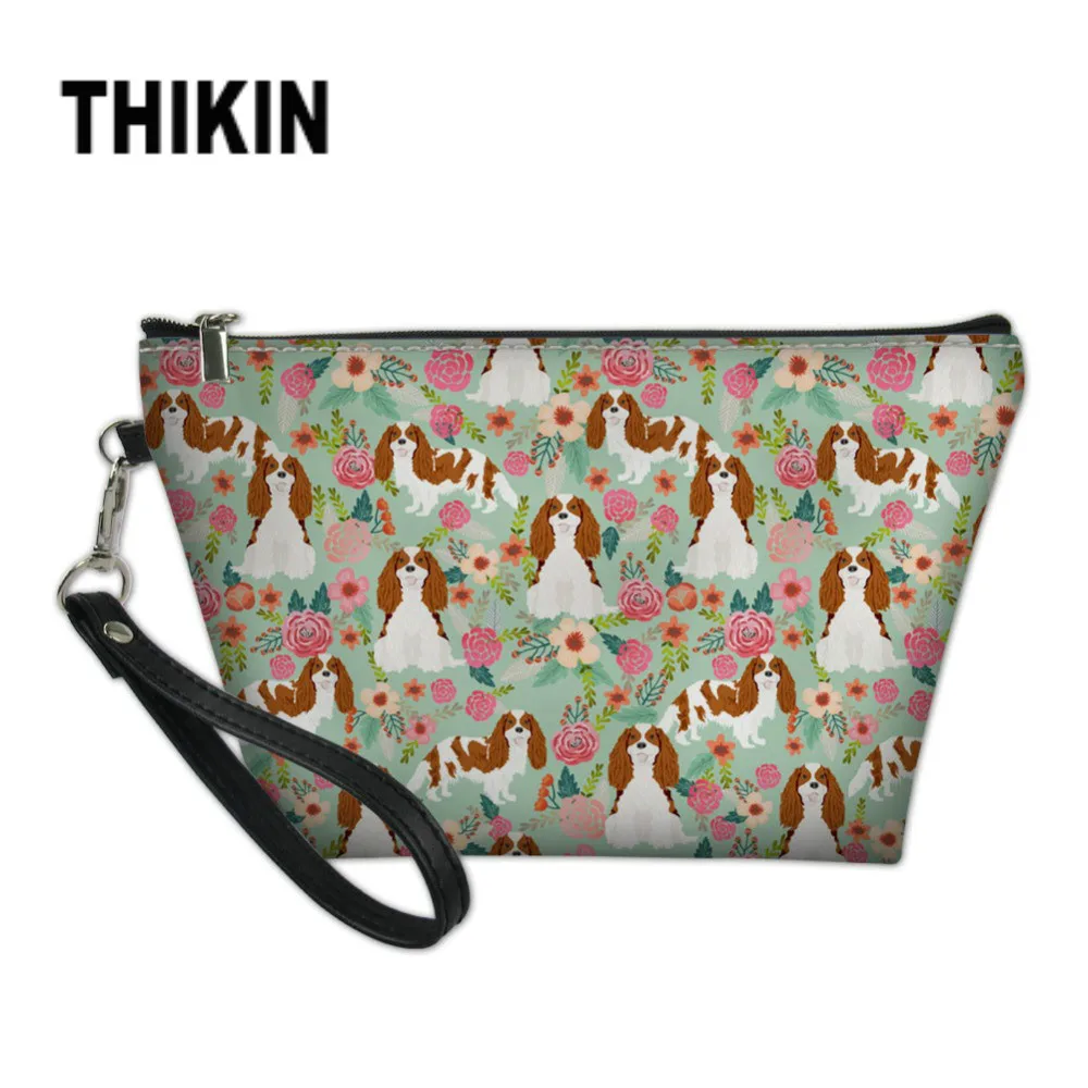 THIKIN Cute Cavalier King Charles Spaniel Printing Women Cosmetic Bag Make Up Pouch Travel Organizer Beauty Necessaire Feminina | Багаж и