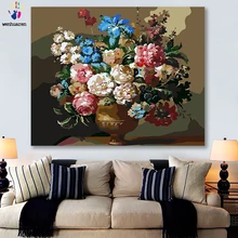 DIY цветные картинки по номерам с цветами растений натюрморт картина Рисунок Живопись по номерам Обрамленный дом