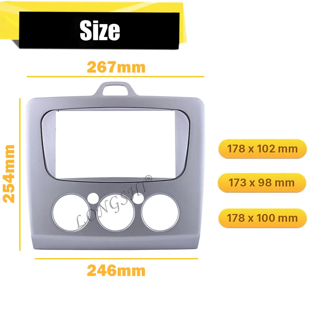 LONGSHI 2 Din панель пластина и установка рамы приборной панели комплект автомагнитолы для 2004-2011 Ford Focus 173*98/178*100/178*102 мм 2din