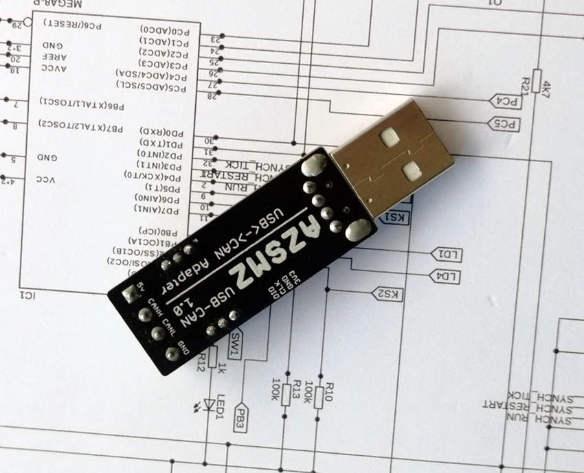 Canable AZSMZ USB для CAN шины конвертер адаптер canbus последовательный порт 232 XP/WIN7/WIN8/WIN10