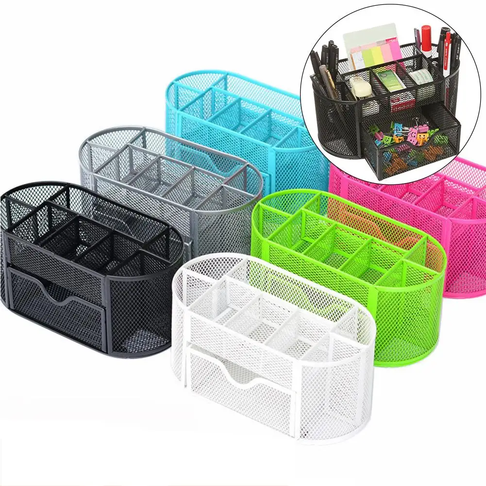 

9 Compartments Students Desktop Stationery Collection Organizer Office Pen Holder New